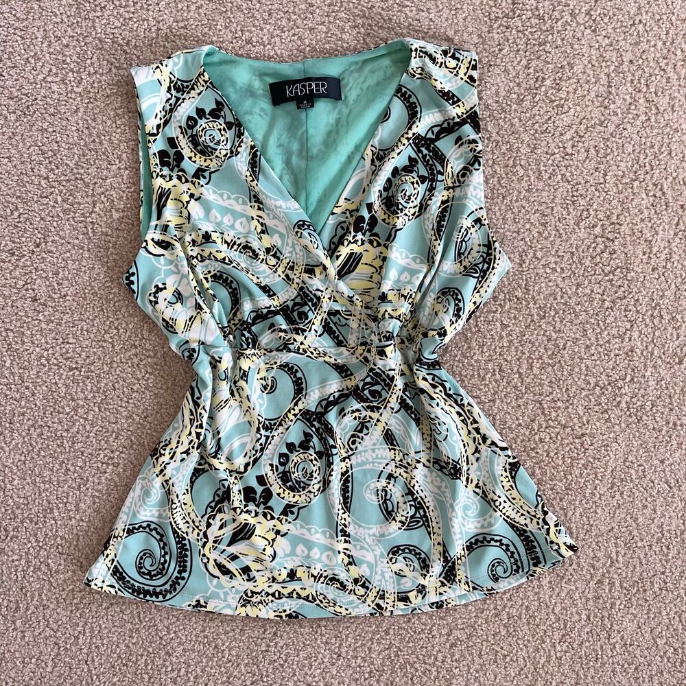 Y2K Vintage Paisley Blue Tank Top - Size S